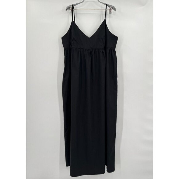 Quince Women's Black Organic Cotton Sleeveless Maxi Dress sz S NWT Pockets - Picture 1 of 7